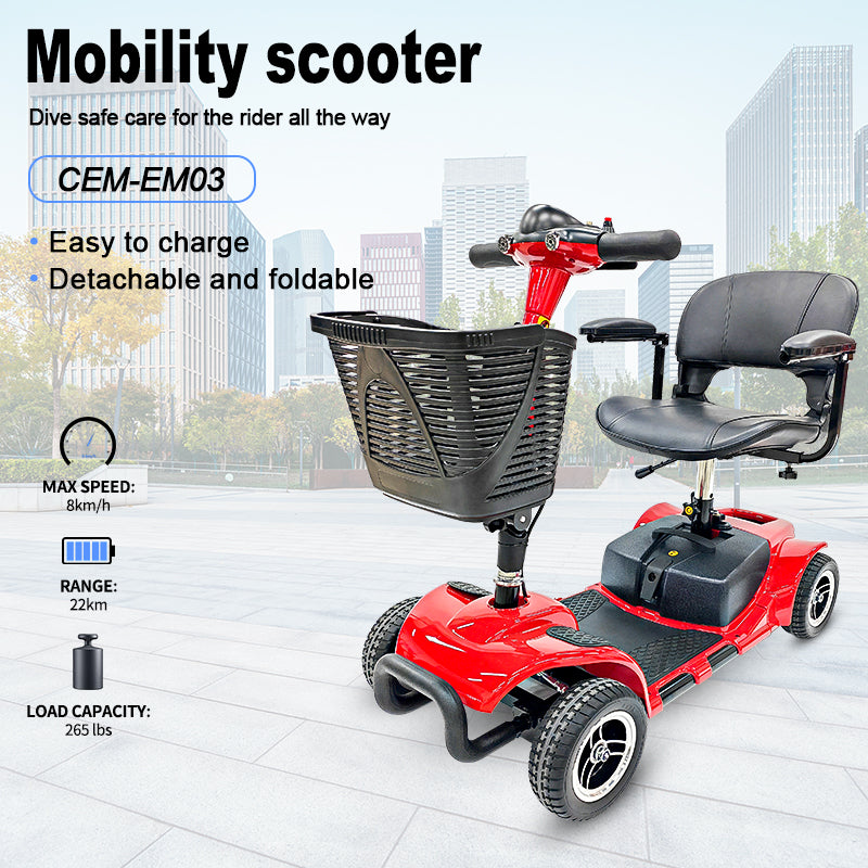 CEM-EM03 Emobility Scooter 180W 24V 12AH Folding 4-wheel (Ship Included)