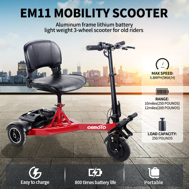 CEM-EM11 Emobility Scooter 200W 36V 5.2 AH Folding 4-wheel (Ship Included)