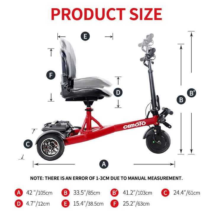 CEM-EM11 Emobility Scooter 200W 36V 5.2 AH Folding 4-wheel (Ship Included)